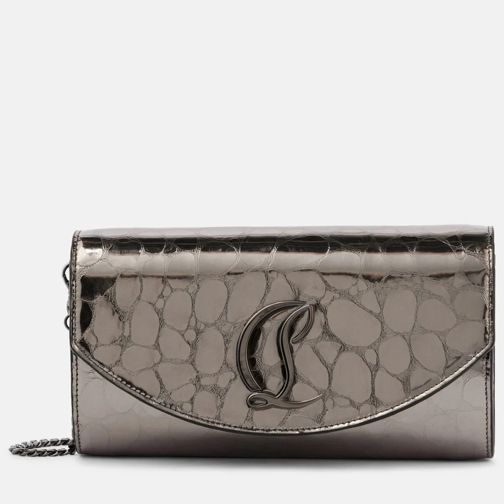 NEW🔥CL S Loubi54 Metallic Croc Embossed Leather Wallet on a Chain🔥 - Picture 2 of 16